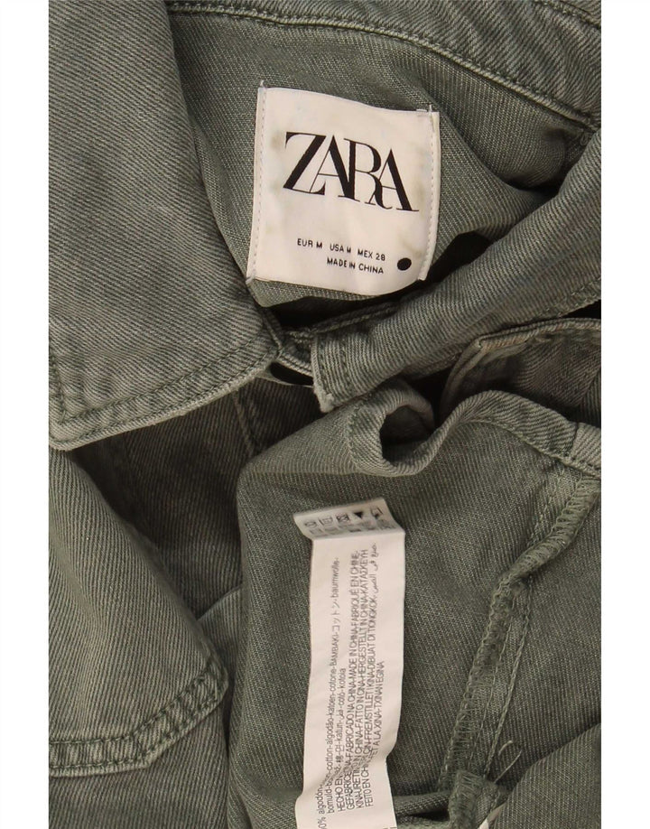 Zara Dame denimjakke UK 14 Medium Khaki Bomuld