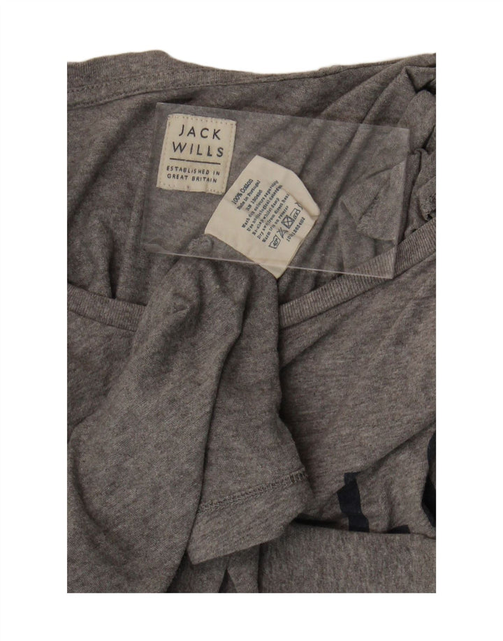 JACK WILLS Herre Grafisk T-Shirt Top Lille Grå Bomuld