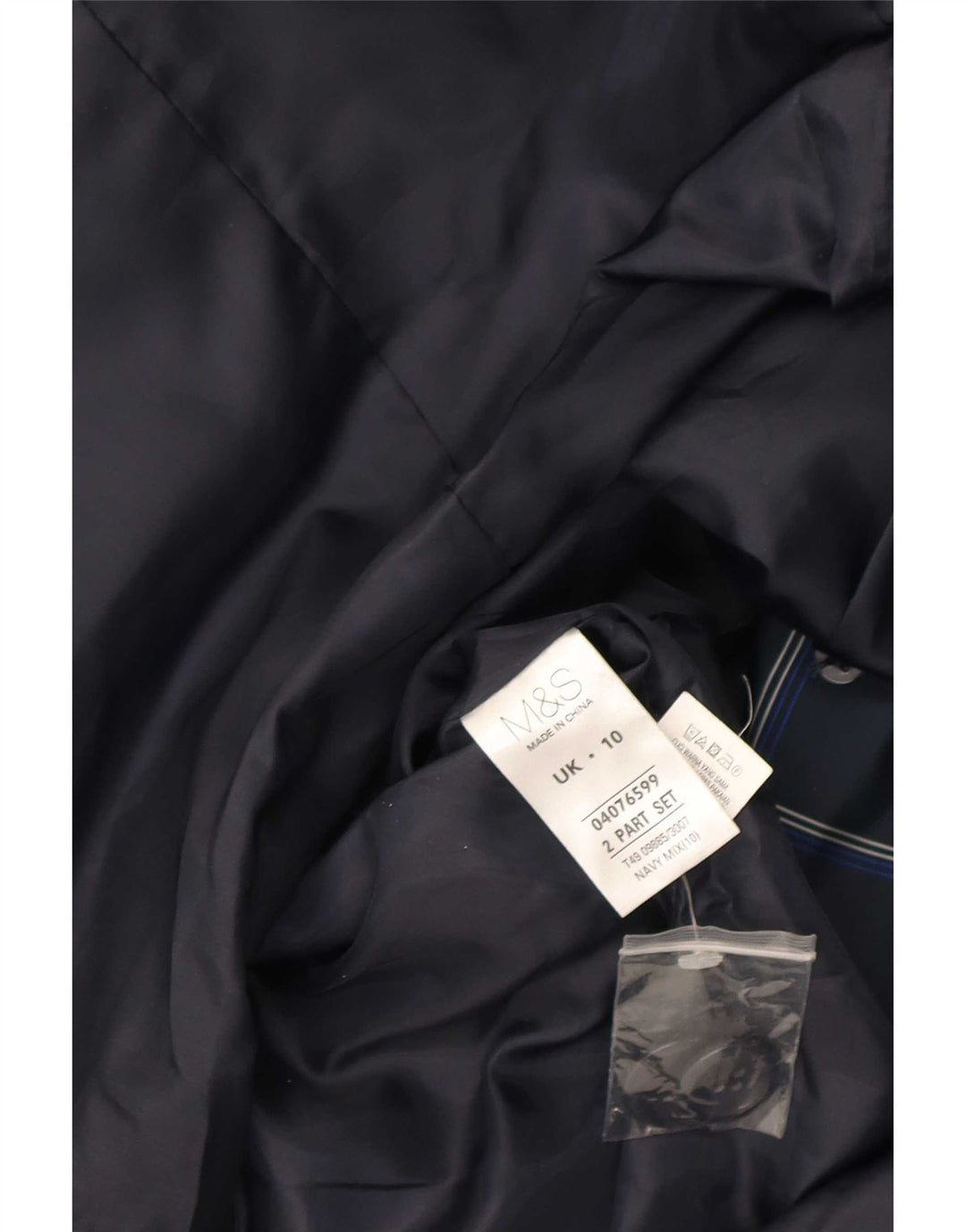 Marks & Spencer Trench Coat til kvinder UK 10 Small Navy Blue Ternet polyester
