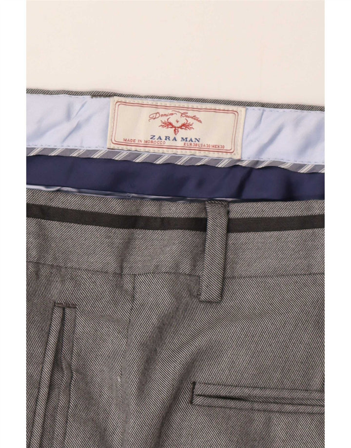 Zara Herre Slim Chino Bukser EU 38 Medium W30 L33 Grå Polyester