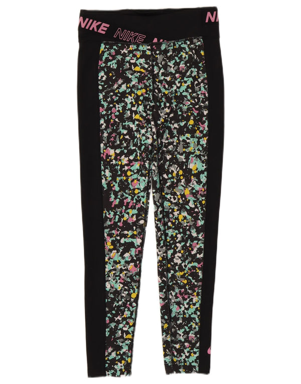 NIKE Piger Dri Fit grafiske leggings 12-13 år Stor sort plettet