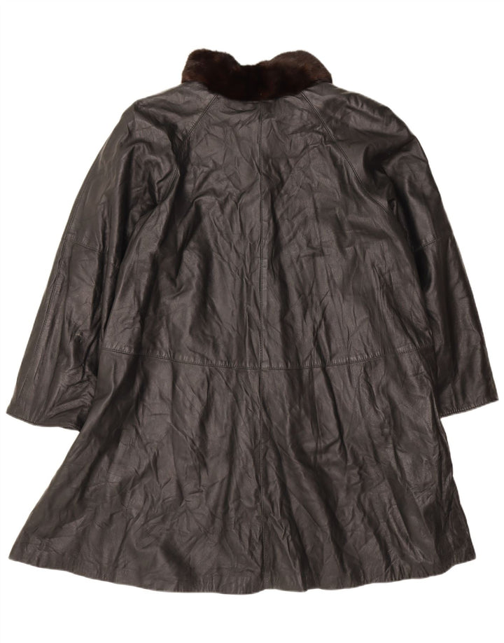 Vintage oversize læderfrakke til kvinder IT 46 Stor sort læder