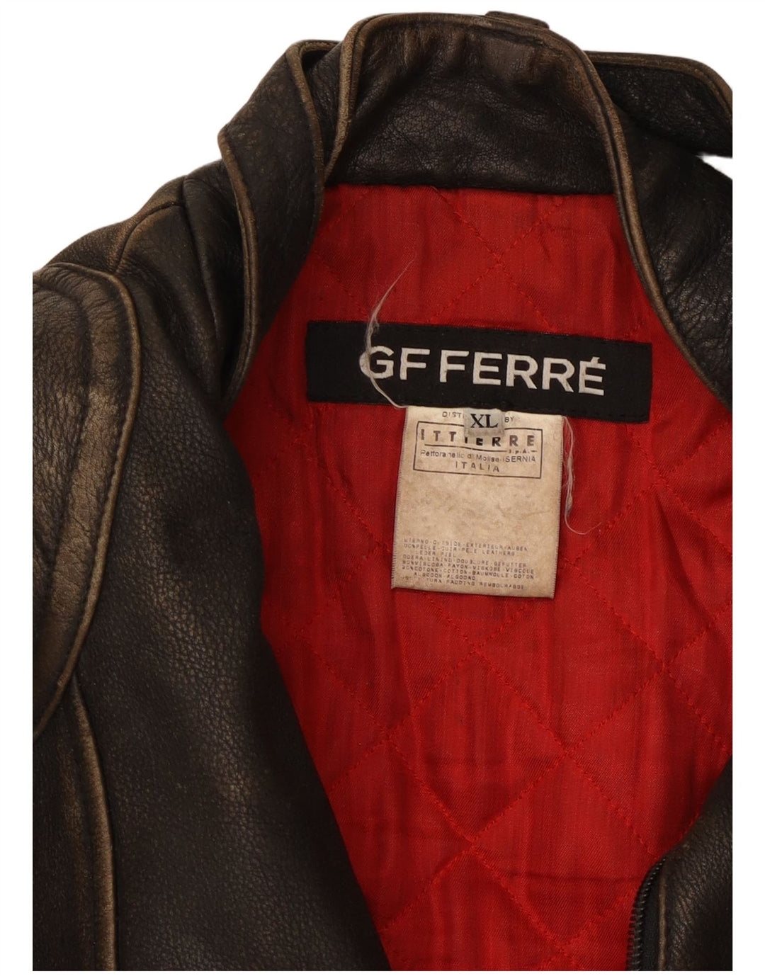GF Ferre Herre Læder Racer Jakke UK 42 XL Brun Læder