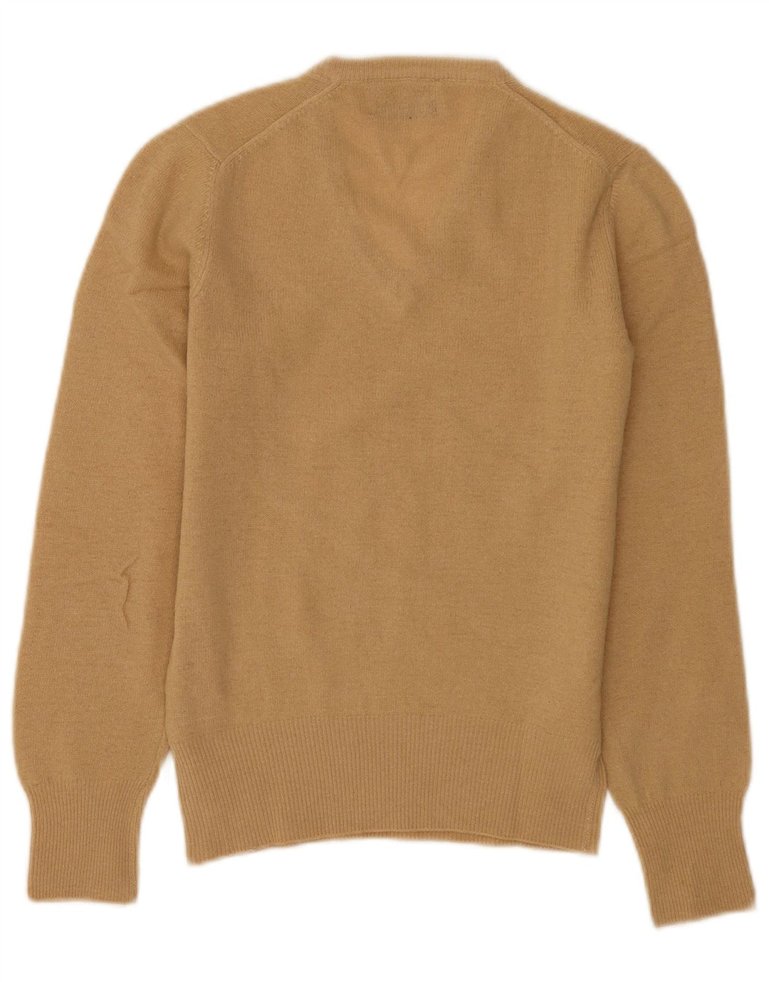 Benetton Dame V-hals sweater UK 10 Small Beige Uld