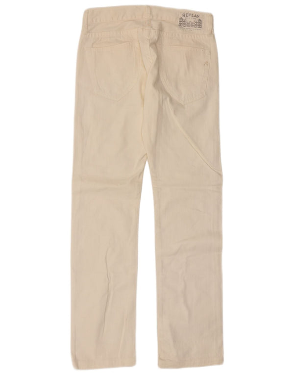 Replay Mens Straight Jeans W30 L34 Beige Cotton