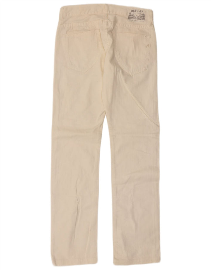 Replay Herre Straight Jeans W30 L34 Beige Bomuld