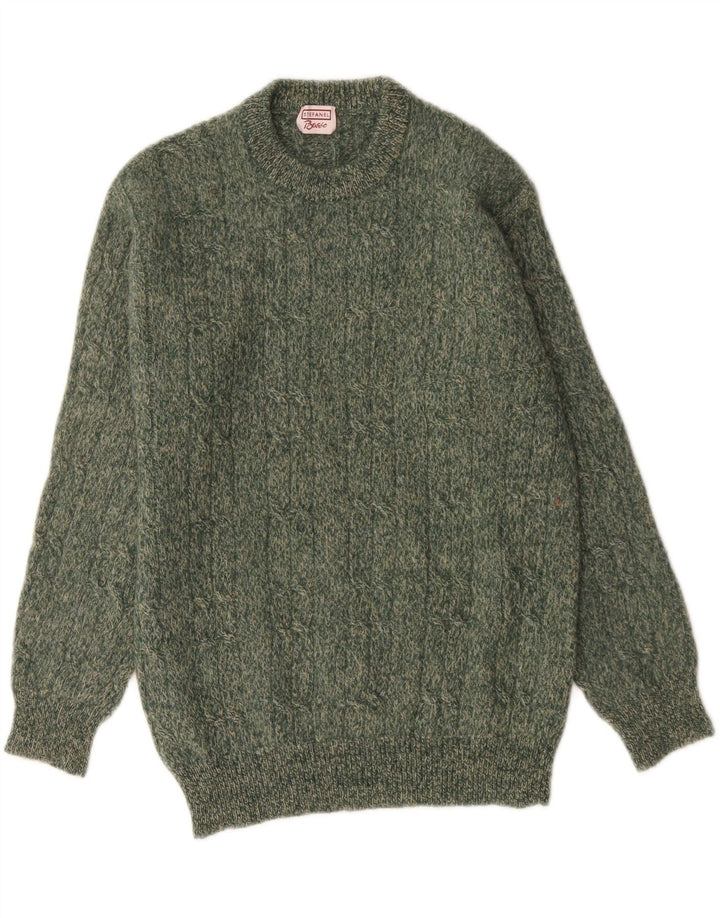 Stefanel Herre Crew Neck Jumper Sweater Small Green Flecked