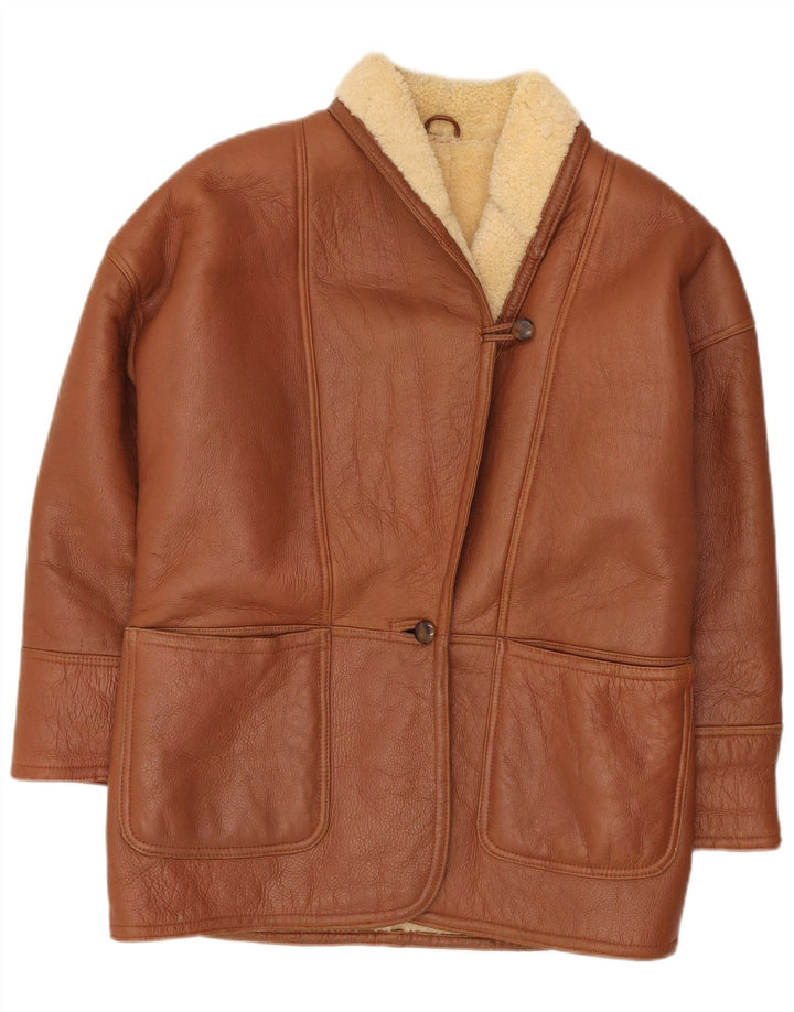 Vintage Dame Oversized Shearling Jacket UK 18 XL Brun Shearling