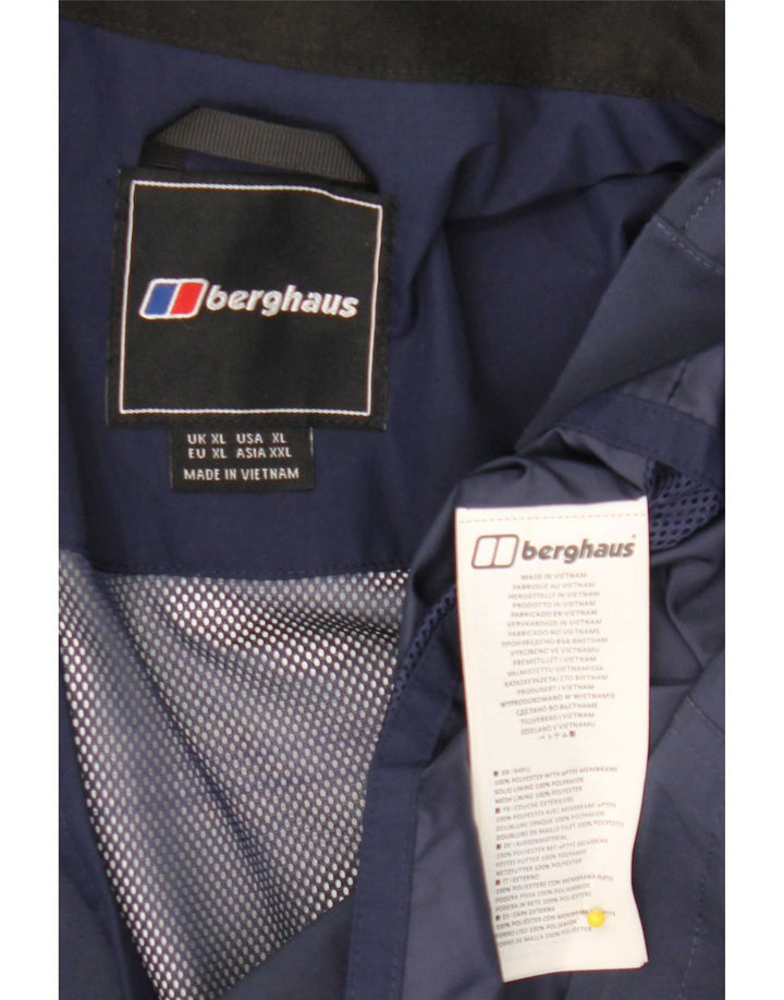 Berghaus Regnfrakke med hætte til mænd UK 42 XL marineblå polyester