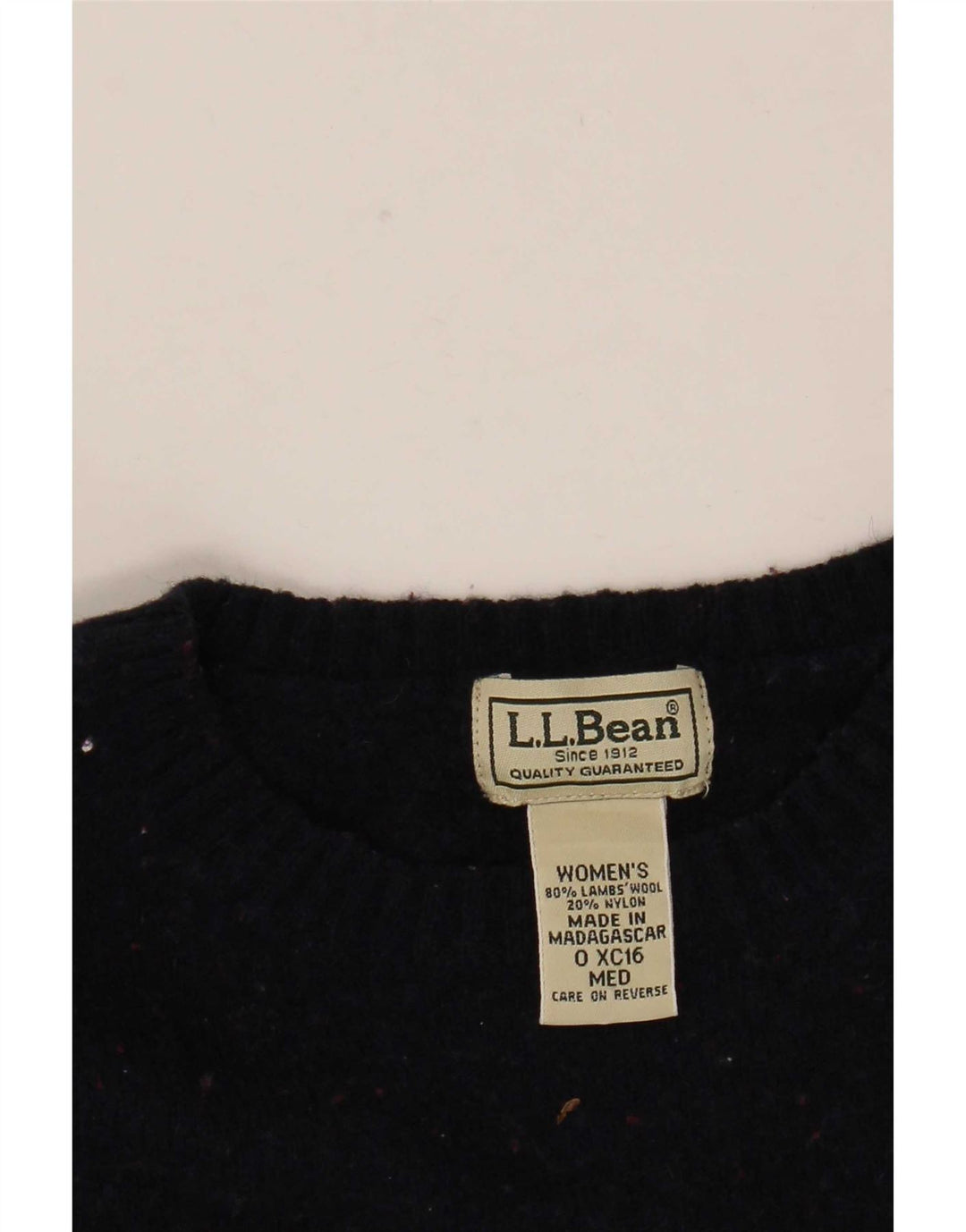 L.L.Bean Dame Boat Neck Jumper Sweater UK 12 Medium Navy Blue Wool