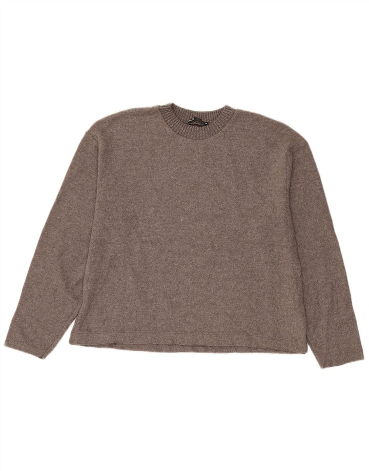 Zara Dame Oversized Crew Neck Jumper Sweater UK 10 Small Grey Polyester