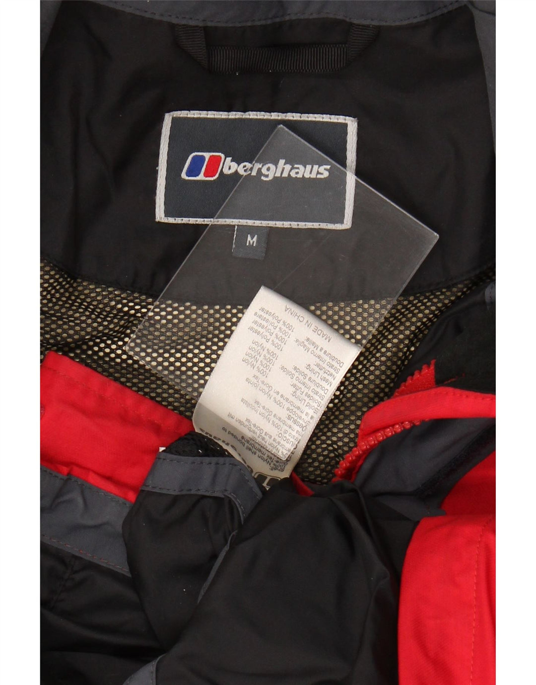 Berghaus Regnjakke med hætte til mænd UK 38 Medium Rød Colourblock Nylon