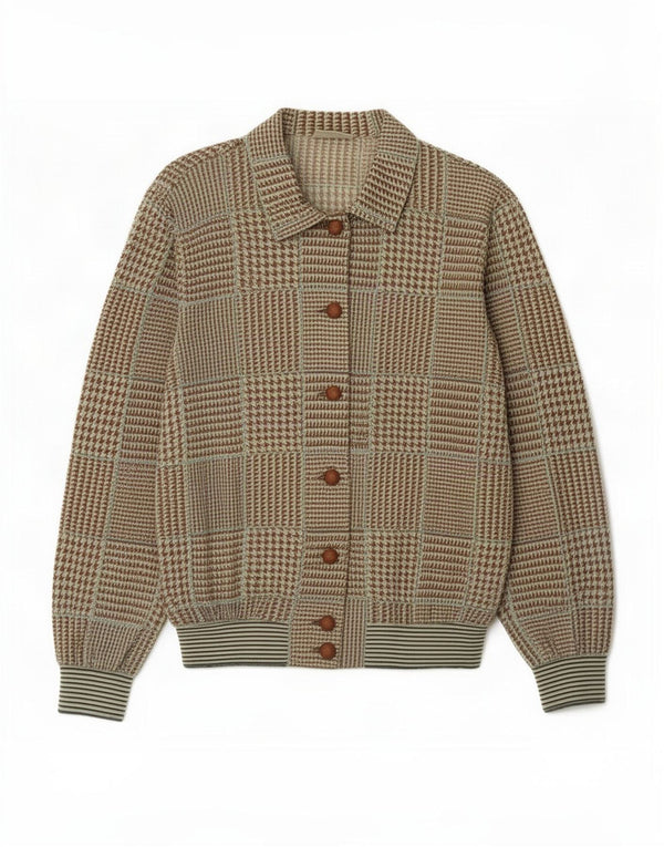 Liola Dame Cardigan Top UK 14 Medium Brown Houndstooth