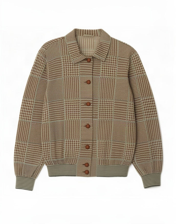 Liola Dame Cardigan Top UK 14 Medium Brown Houndstooth