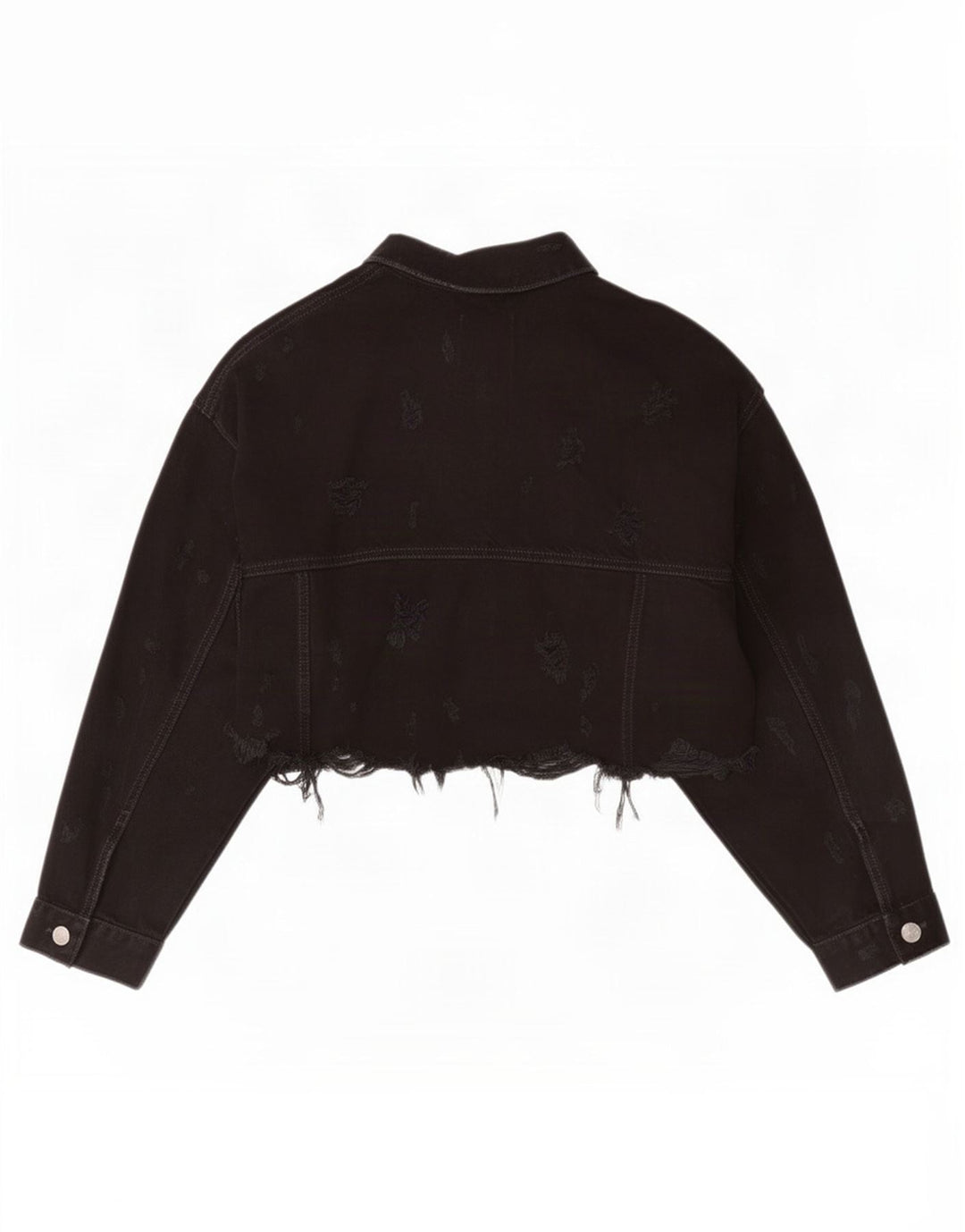 Zara Womens Crop Denim Jacket UK 12 Medium Black