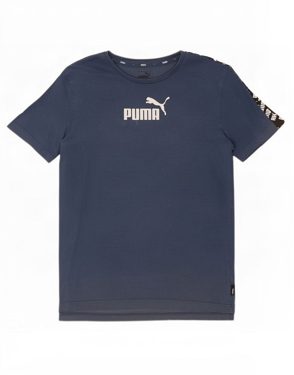 Puma Herre grafisk T-shirt Top Medium Marineblå Bomuld