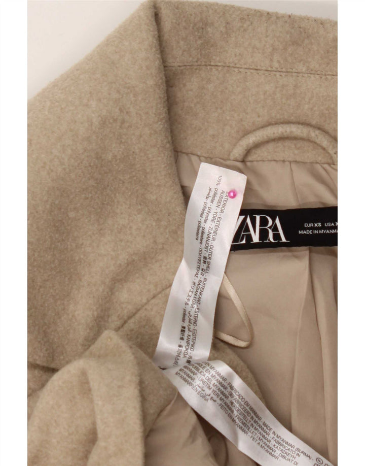 Zara Dame Overfrakke UK 6 XS Beige Polyester