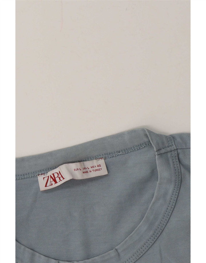 Zara Herre Top Langærmet Stor Blå