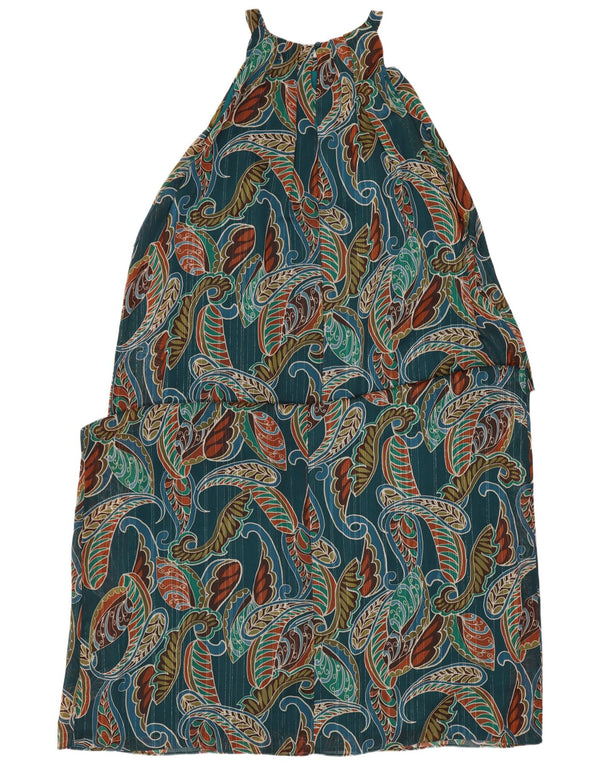 Wallis Womens Petite Maxi Halter Dress UK 16 Large Green Paisley