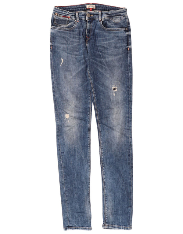 Tommy Hilfiger Piger Distressed Slim Jeans 15-16 år W26 L31 Blå Bomuld