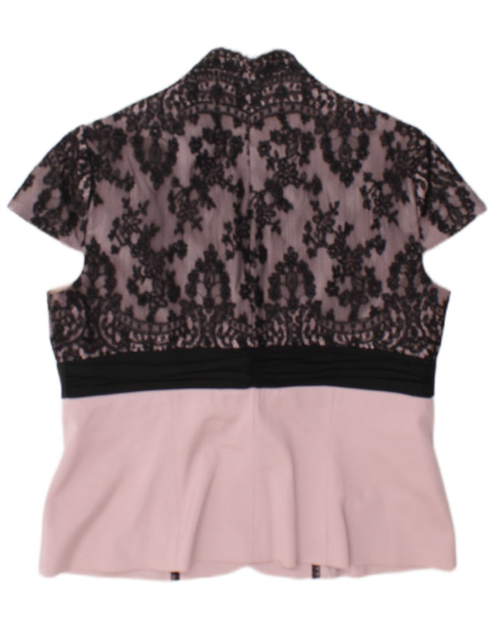 Vintage damebluse Top UK 14 Medium Pink Floral