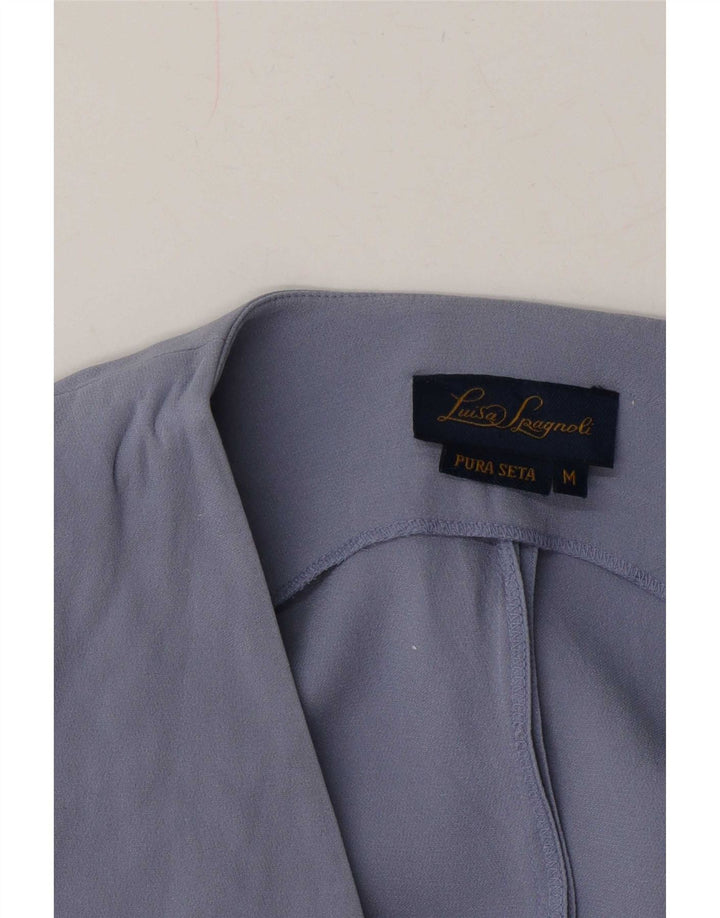 Luisa Spagnoli Dame Cardigan Top UK 14 Medium Blue Silk