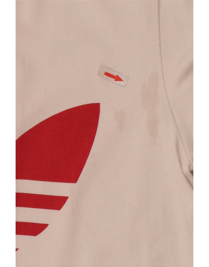 Adidas Dame Oversized grafisk T-shirt Top UK 8 Small White