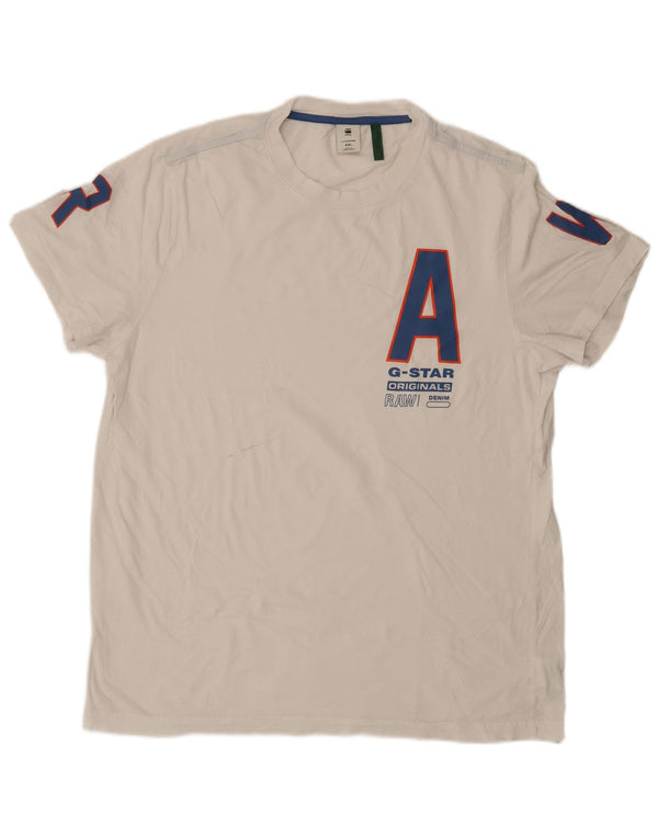 G-Star Herre Grafisk T-Shirt Top 2XL Hvid Bomuld