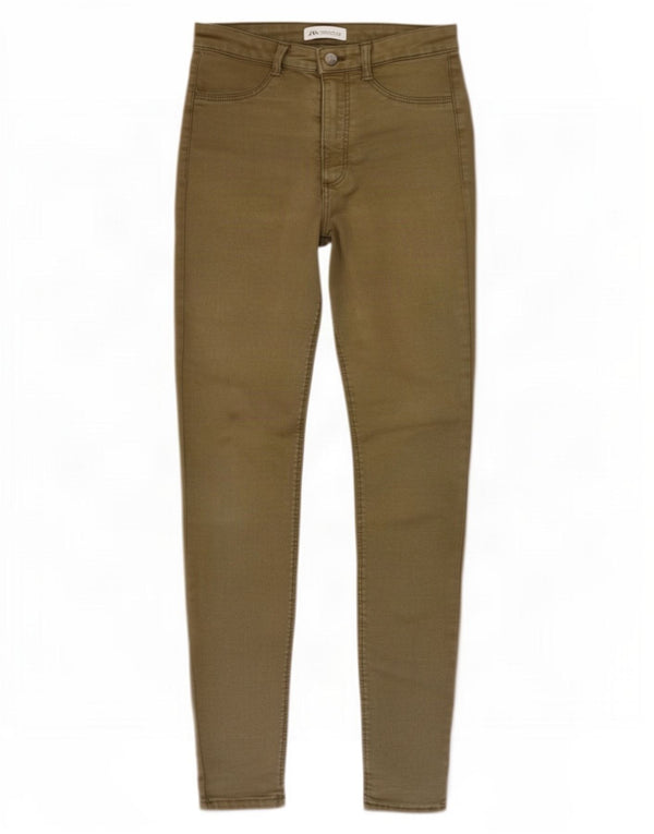 Zara Dame Skinny Jeans EU 38 Small W28 L27 Khaki Bomuld