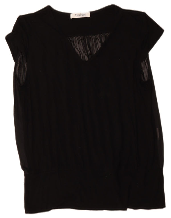 Max Mara Dame Bluse Top UK 14 Large Black