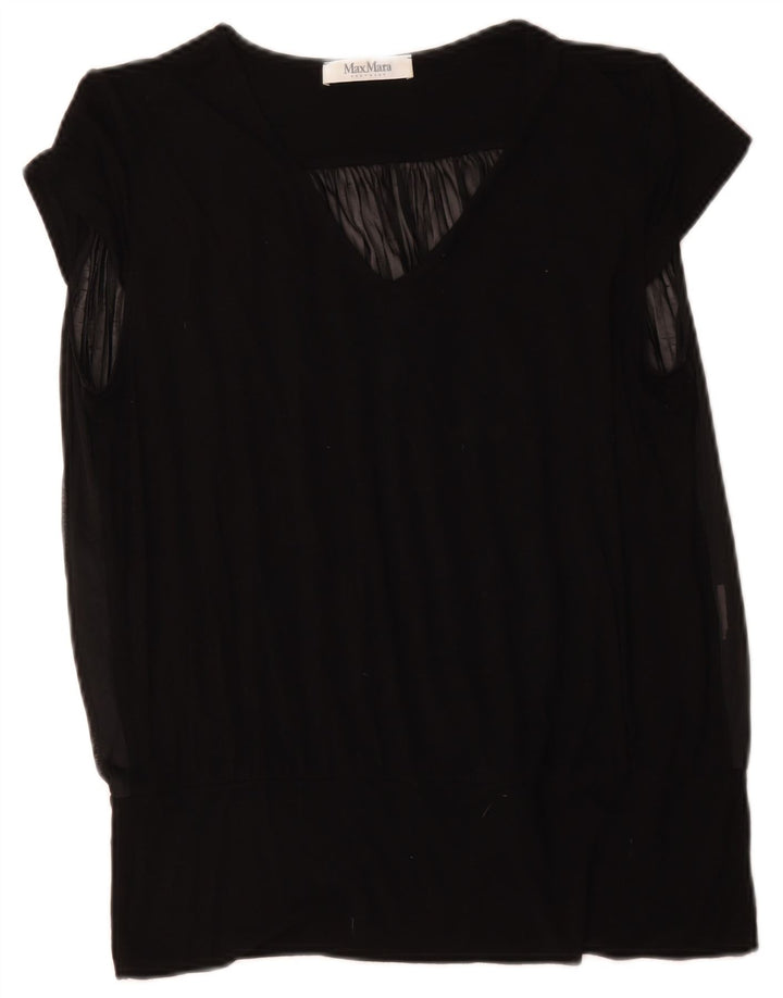 Max Mara Dame Bluse Top UK 14 Large Black