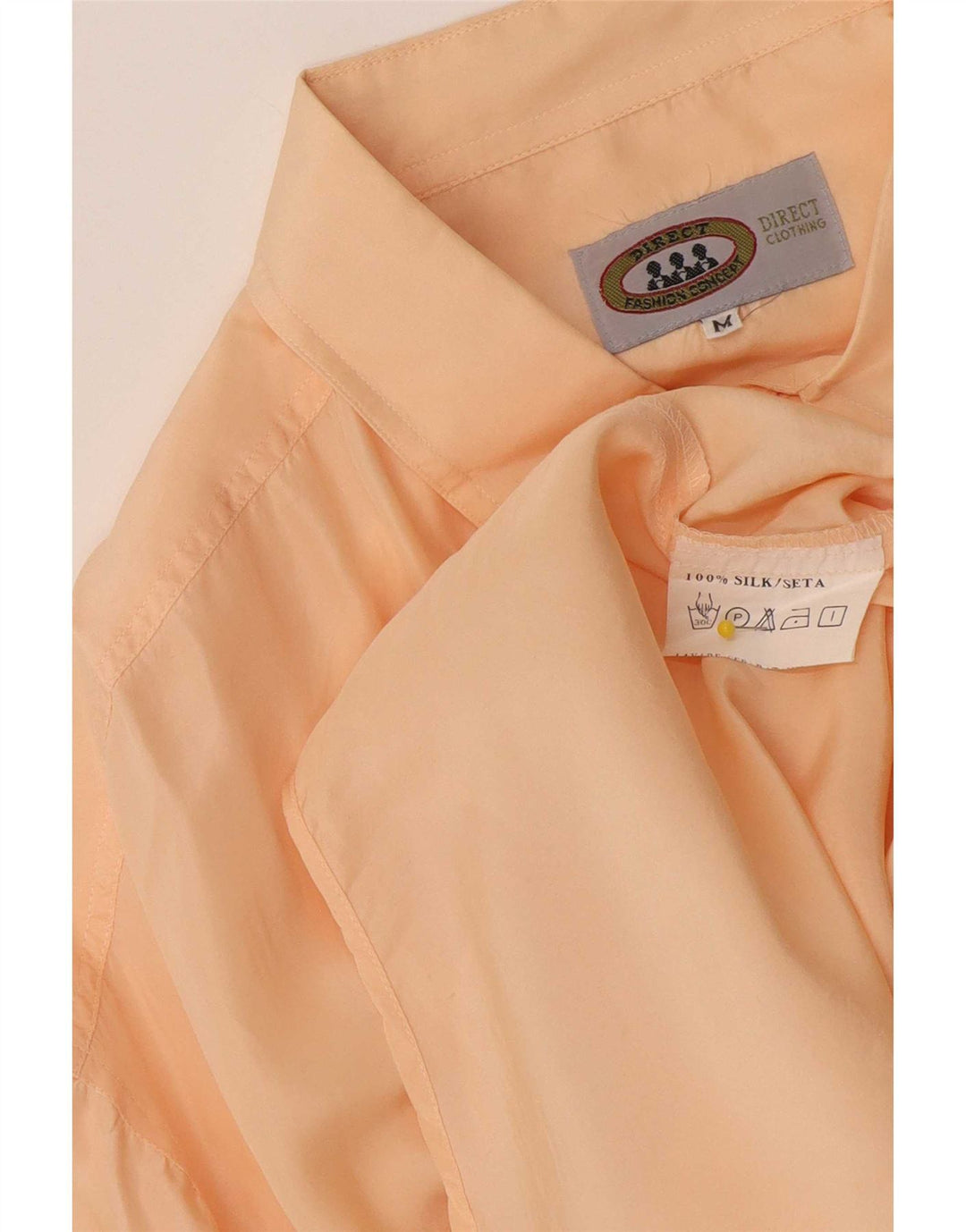 Vintage Kortærmet Herreskjorte Medium Orange Silke