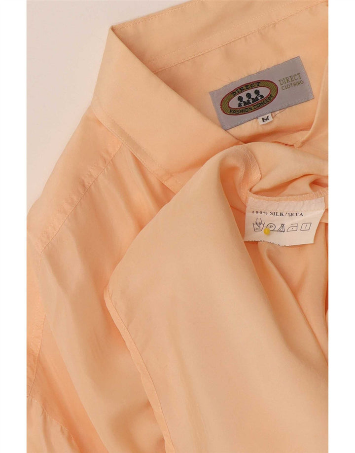 Vintage Kortærmet Herreskjorte Medium Orange Silke
