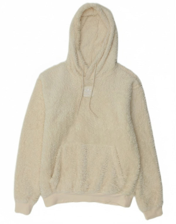 Adidas Mens Hooded Fleece Jumper XS Beige Polyester