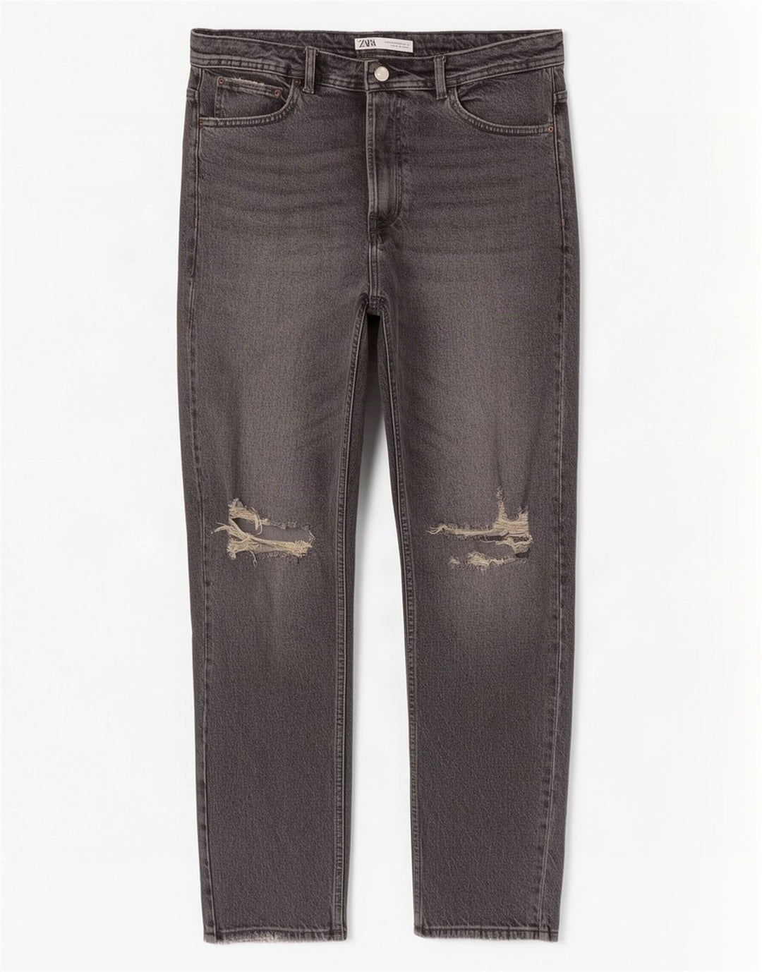 Zara Herre Distressed Straight Jeans EU 44 Large W34 L29 Grå Bomuld