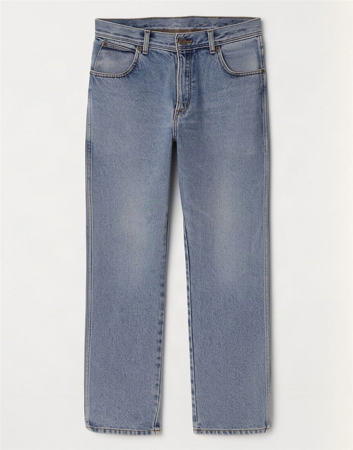 Wrangler Herre Regular Fit Straight Jeans W32 L30 Blå Bomuld
