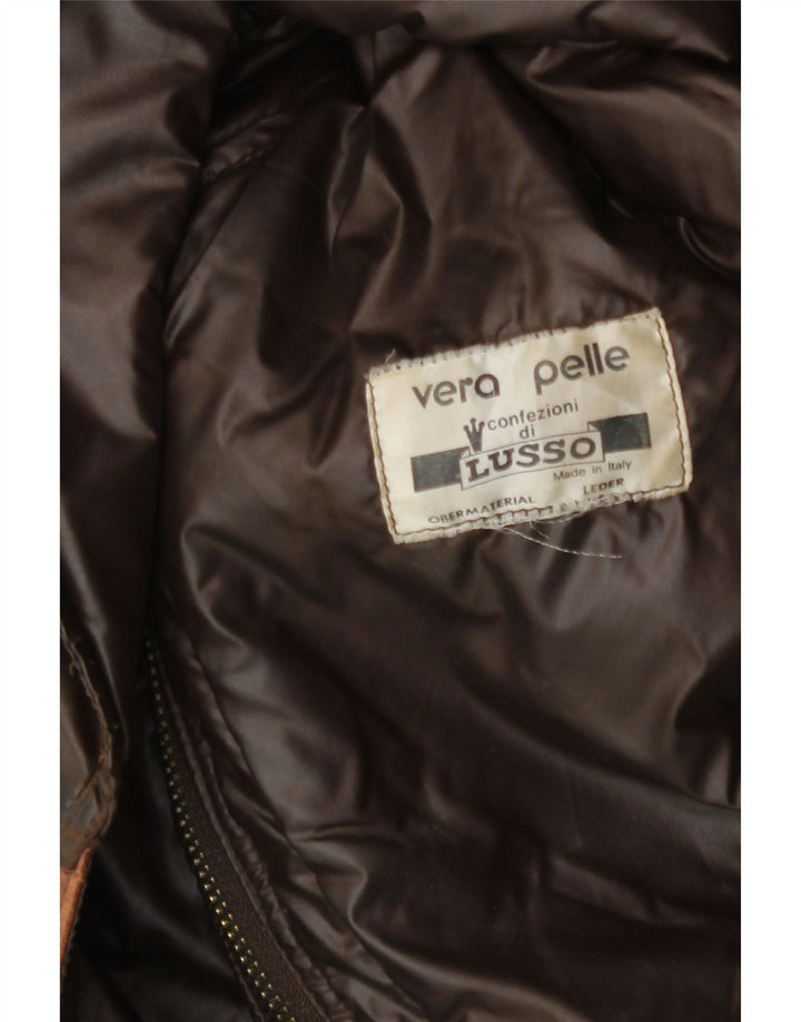 Lusso Herre Læder Gilet UK 38 Medium Brun Colourblock Læder Biker