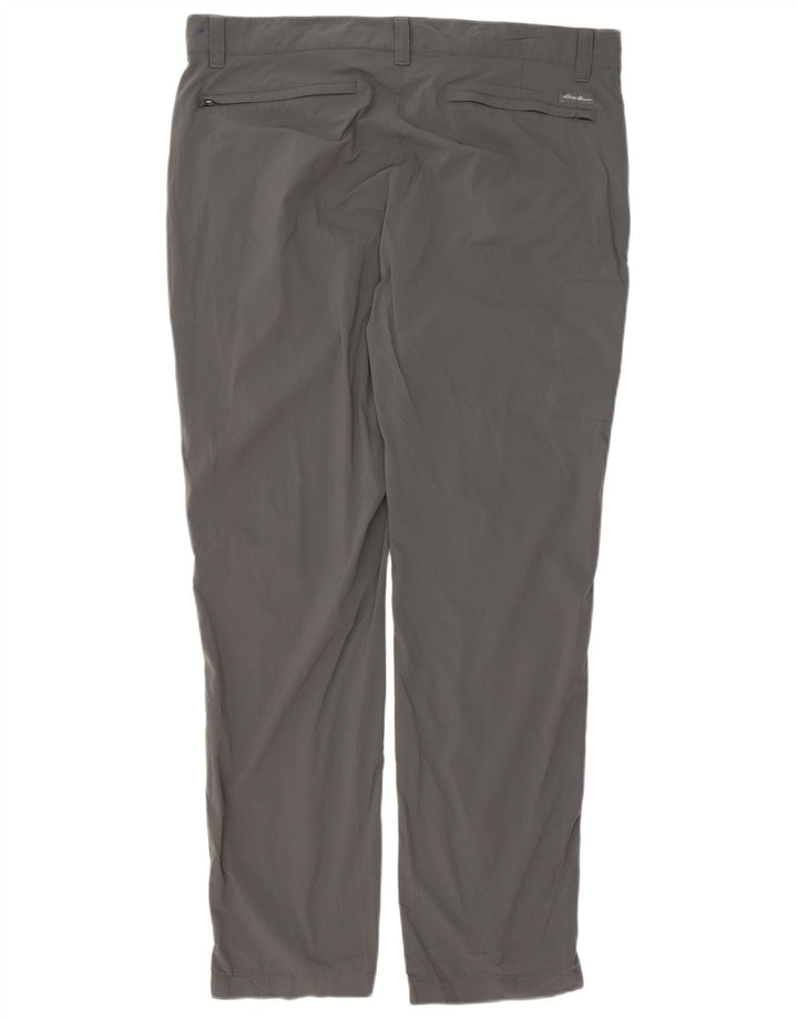 EDDIE BAUER Mens Slim Cargo Trousers W38 L32 Grey Nylon