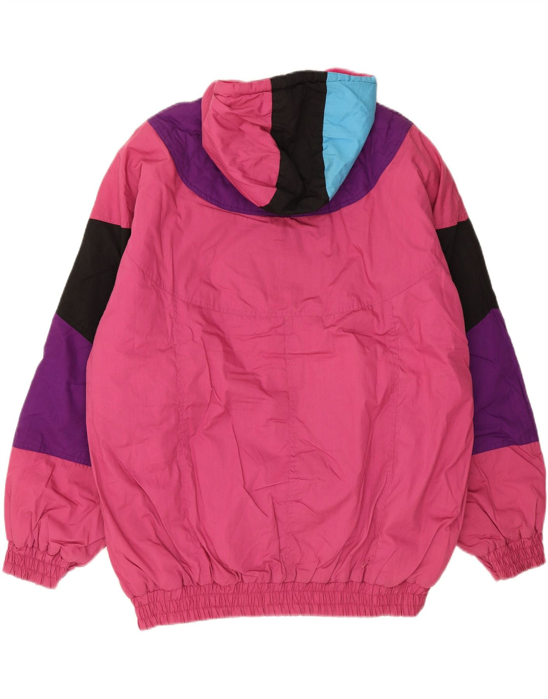 VINTAGE Womens Oversized Hooded Padded Jacket UK 16 Large Pink Colourblock Vintage Vintage and Second-Hand Vintage from Messina Hembry 