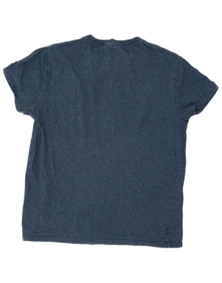 Superdry T-shirt top til mænd, stor blå flækket bomuld