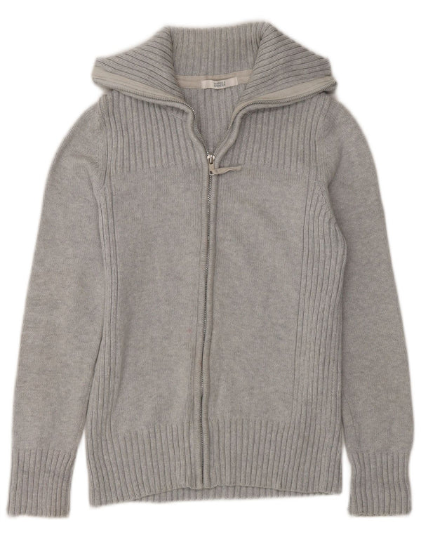 Marks & Spencer dame cardigan sweater med lynlås UK 12 mellemgrå bomuld