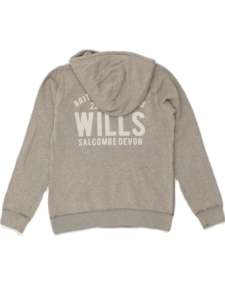 JACK WILLS Womens Graphic Hoodie Jumper UK 10 Small Grey Cotton | Vintage Jack Wills | Thrift | Second-Hand Jack Wills | Used Clothing | Messina Hembry 