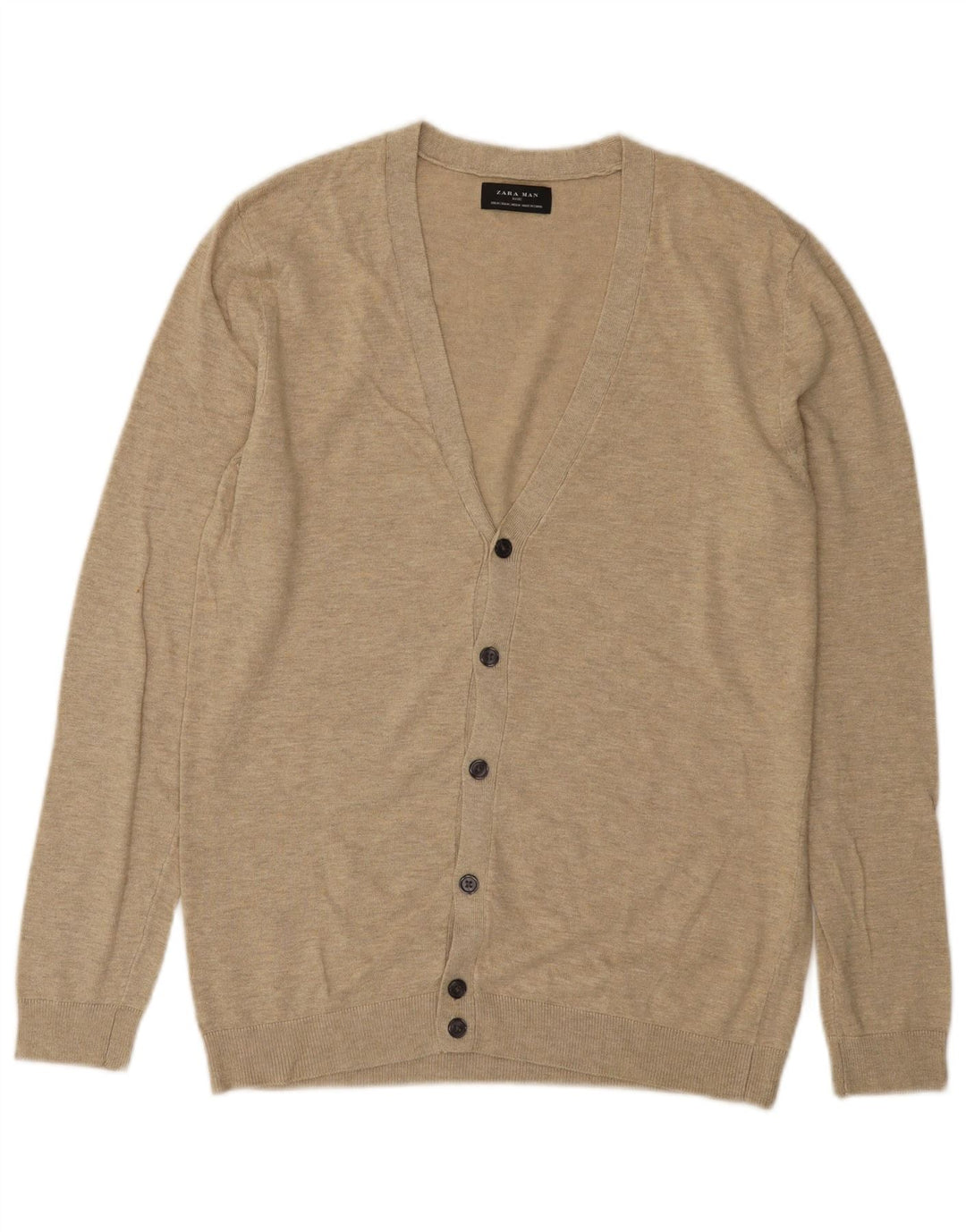 Zara Herre cardigan sweater Medium Beige Flecked