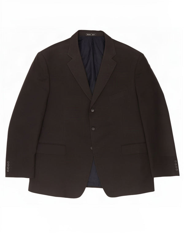 Marks & Spencer Mens 3 Button Blazer Jacket UK 46 XL Navy Blue Polyester