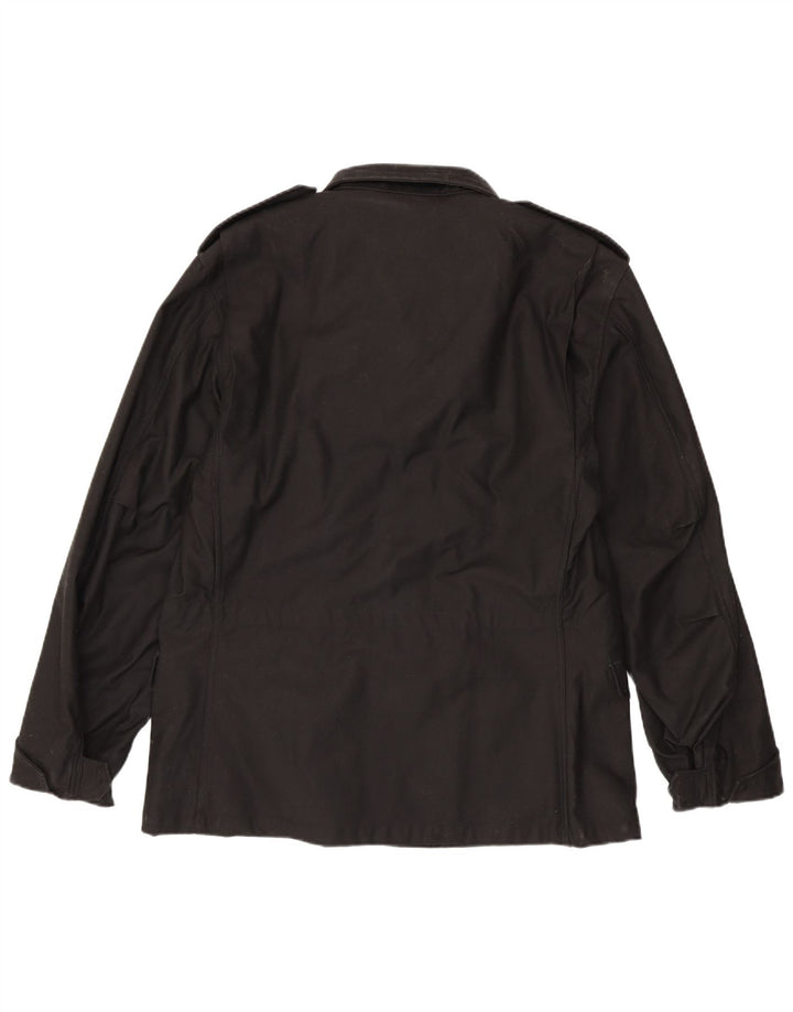 Vintage Herre Regular Fit Military Jacket UK 38 Medium Black Bomuld