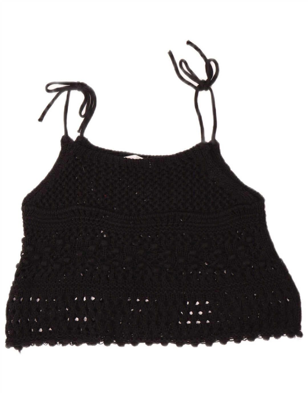 Zara ærmeløs hæklet Crop Top til kvinder DK 12 Medium Sort