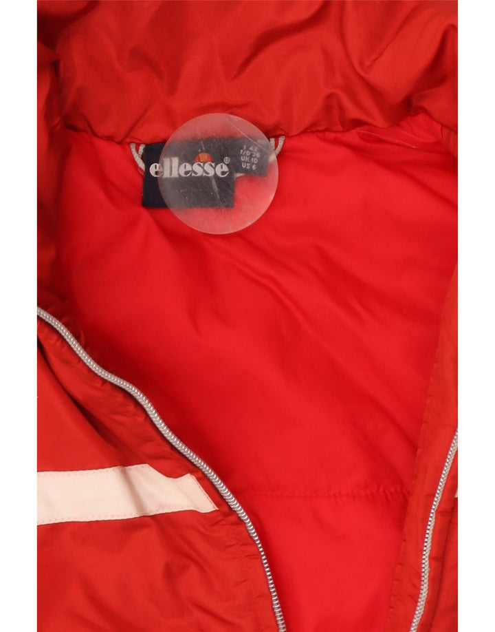ELLESSE Dame Oversized Polstret Gilet UK 10 Lille Rød