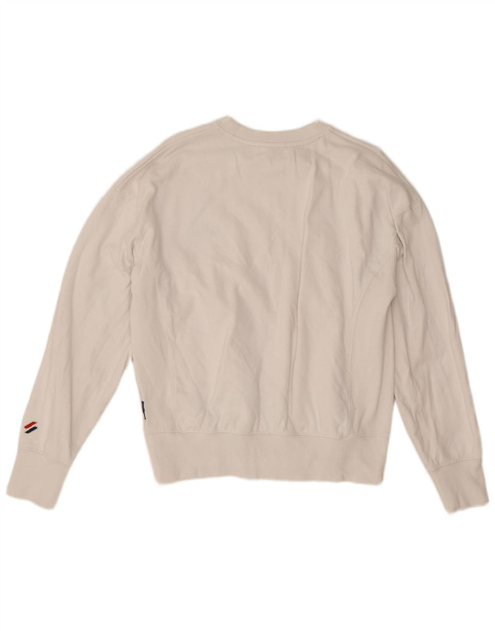 Superdry Sweatshirt Jumper til kvinder UK 14 Stor hvid bomuld