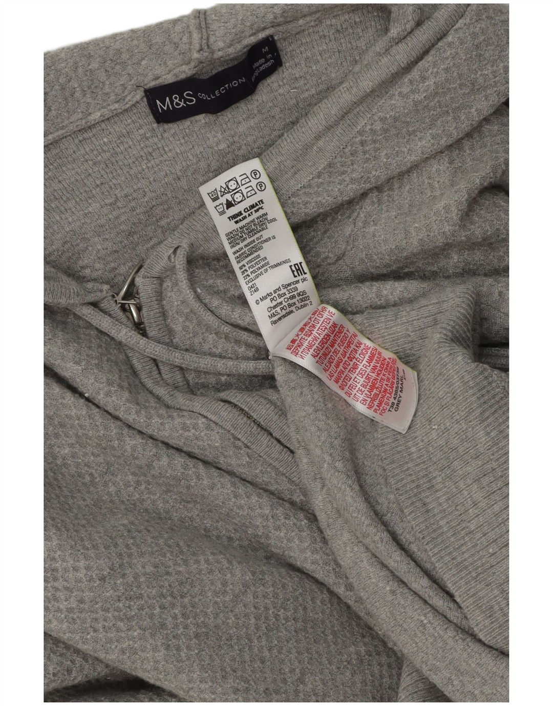 Marks & Spencer Dame Hættetrøje Sweater UK 14 Medium Grey Viscose