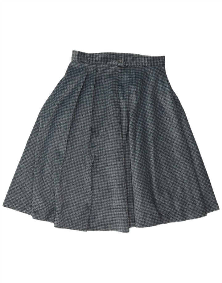 Vintage kvinders cirkelnederdel W30 Medium Blue Check